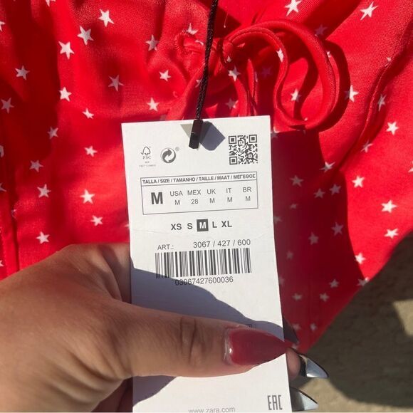 NWT Zara red & white star lace up bodysuit Sz M - Picture 5 of 10